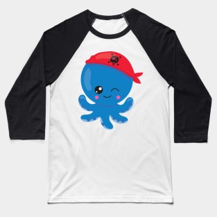 Pirate Octopus, Cute Octopus, Little Octopus Baseball T-Shirt